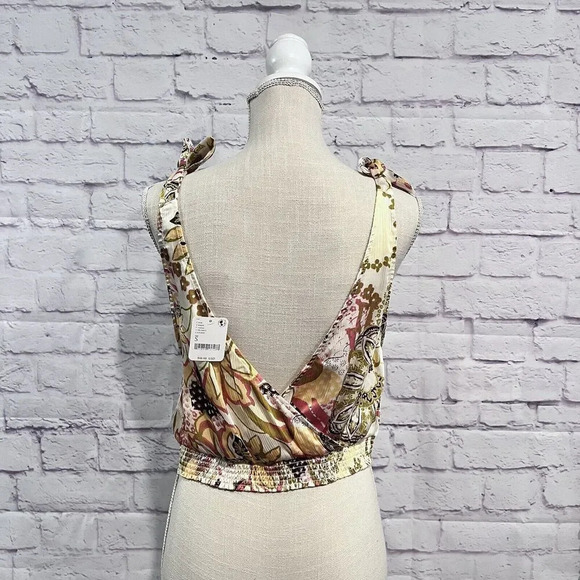 Free People Weekend In Montauk Floral Print Cropped Tank Top Size Small - Picture 4 of 14